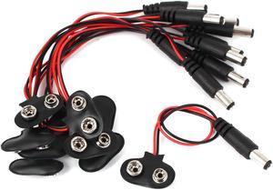 10pcs 9V DC Battery Power Cable 2.1x5.5mm Male Plug Clip Barrel T-type Connector