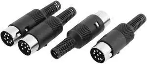 4 Pcs Plastic Handle 8 Pin DIN Adpater Male Solder Cable Connector for Computer