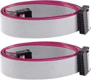2.54mm Pitch 16 Pins 16 Wires F/F IDC Connector Flat Ribbon Cable 1 Meter 2pcs
