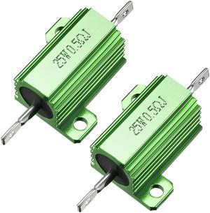 25W 0.5 Ohm Aluminium Housing Chassis Mount Wirewound Power Resistors Green 2pcs