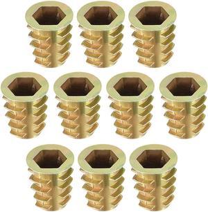 Threaded Insert Nuts Zinc Alloy Hex Socket M10 Internal Thread 20mm Length 10pcs