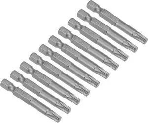 10pcs 50mm Long 1/4" Hex Shank T30 Torx Screwdriver Bits S2 High Alloy Steel