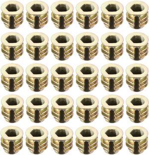 Threaded Insert Nuts Zinc Alloy Hex Socket M4 Internal Threads 8mm Length 30pcs