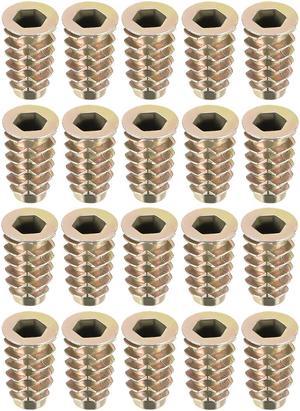 Threaded Insert Nuts Zinc Alloy Hex Socket M6 Internal Threads 19mm Length 20pcs