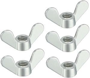 M6 Wing Nuts Zinc Plated Fasteners Parts Butterfly Nut Silver Tone 5pcs