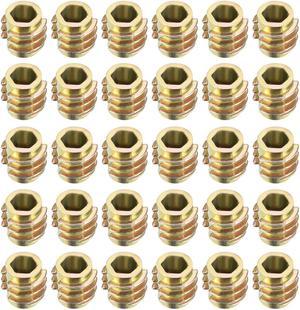 Threaded Insert Nuts Zinc Alloy Hex-Flush M4 Internal Threads 8mm Length 30pcs