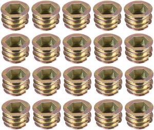 Threaded Insert Nuts Zinc Alloy Hex Socket M8 Internal Threads 10mm Length 20pcs