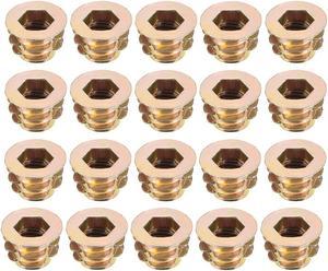 Threaded Insert Nuts Zinc Alloy Hex Socket M6 Internal Threads 8mm Length 20pcs