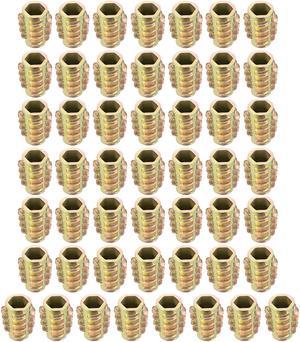 Threaded Insert Nuts Zinc Alloy Hex-Flush M6 Internal Threads 15mm Length 50pcs