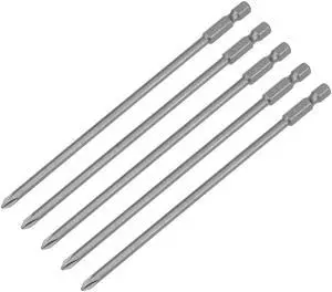 5 Pcs 1/4 Shank 150mm Length 4.5mm Phillips PH1 Magnetic S2 Screwdriver Bits