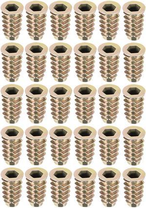 Threaded Insert Nuts Zinc Alloy Hex Socket M6 Internal Threads 19mm Length 30pcs