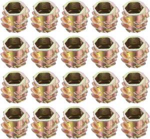 Threaded Insert Nuts Zinc Alloy Hex-Flush M6 Internal Threads 10mm Length 20pcs