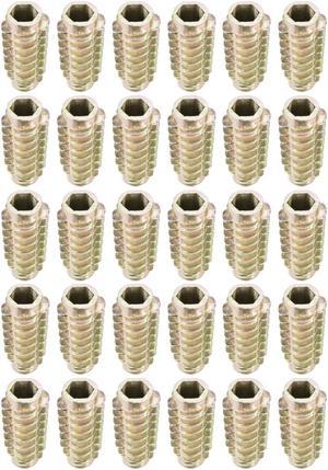 Threaded Insert Nuts Zinc Alloy Hex-Flush M6 Internal Threads 25mm Length 30pcs