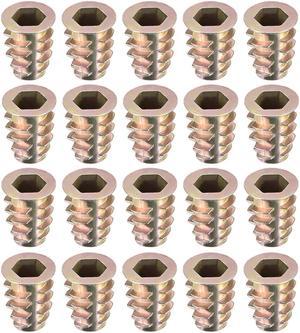 Threaded Insert Nuts Zinc Alloy Hex Socket M8 Internal Threads 18mm Length 20pcs