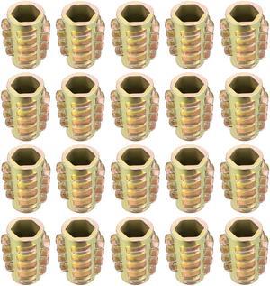 Threaded Insert Nuts Zinc Alloy Hex-Flush M6 Internal Threads 15mm Length 20pcs