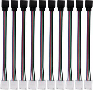 Unique Bargains 10pcs 4 Pin 5050 LED RGB Strip Light Connector Strip to Controller Jumper