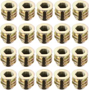 Threaded Insert Nuts Zinc Alloy Hex Socket M4 Internal Threads 8mm Length 20pcs