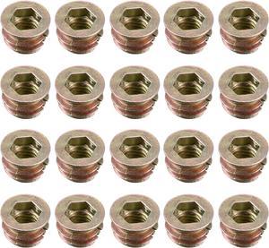 Threaded Insert Nuts Zinc Alloy Hex Socket M6 Internal Threads 8mm Length 50pcs