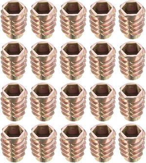 Threaded Insert Nuts Zinc Alloy Hex-Flush M8 Internal Threads 18mm Length 20pcs