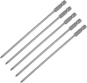 5 Pcs 1/4 Shank 150mm Length 3mm Phillips PH1 Magnetic S2 Screwdriver Bits