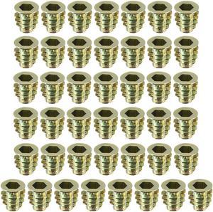 Threaded Insert Nuts Zinc Alloy Hex Socket M6 Internal Threads 13mm Length 50pcs