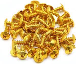 50pcs Universal Gold Tone Motorcycle Round Cross Head Self Tapping Bolts Screws