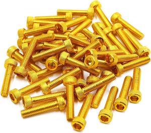 50pcs Gold Tone M6 x 30mm Motorcycle Car Hexagon Socket Fastener Bolts Screws