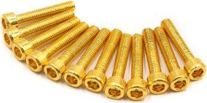 12 Pcs Gold Tone Metal 6mm Thread Dia Hexagon Bolts Screws for Motorcycle