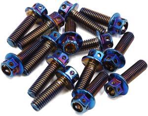 14pcs Colorful M6 Motorcycle Titanium Alloy Hexagon Bolts Fastener Clips Screws