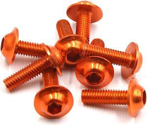 8PCS M6 x 20mm Orange Hexagon License Plates Fairing Bolts Screws for Motorcycle