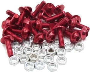 25pcs M6 Red Aluminum Alloy Hex Socket Head Motorcycle Fairing Bolts Screws Nuts