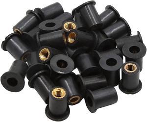 30pcs M5x0.8 Black Rubber Windscreen Windshield Screws Bolts Nut for Motorcycle