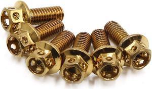 6pcs Gold Tone M6 x 15 Motorcycle Titanium Alloy Hexagon Bolts Clips Screws