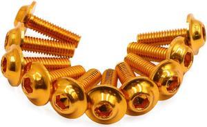 10pcs Gold Tone M6 x 20mm Motorcycle Metal Faraing Hexagon Bolts Screws