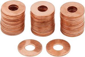 50 Pcs 6mm Inner Diameter Copper Washers Flat Sealing Gasket Rings for Car