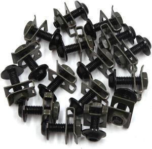 16 Pcs M6 Motorcycle Sportbike Fairing Bolts Kit Fastener Clips Screws Black