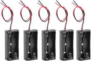 5Pcs 2 x 1.5V AAA Battery Holder Storage Box Wire Leads Black Plastic