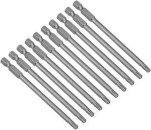 10pcs 100mm 1/4" Hex Shank T25 Magnetic Torx Head Security Screwdriver Bits S2