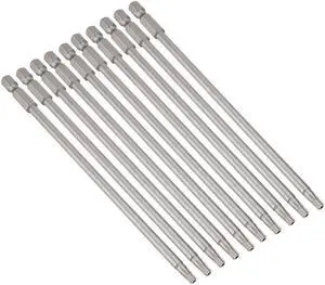 10 Pcs 1/4" Hex Shank T20 Magnetic Torx Screwdriver Bits 150mm Length
