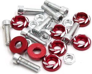 8Pcs 6mm Thread Dia Motorcycle License Plate Frame Screw Bolt Fastener Red