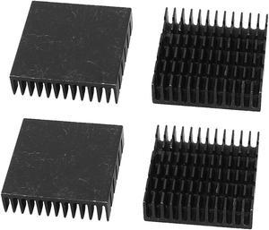 4 Pcs Black Aluminium Heatsinks Cooling Cooler Fin 40mmx40mmx11mm for Mosfet IC