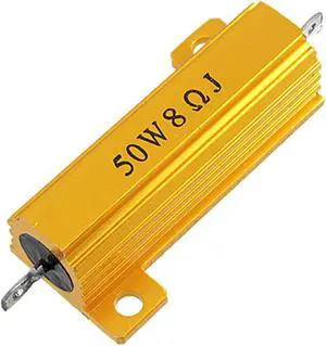 50 Watt 8 Ohm 5% Aluminum Housed Wirewound Power Resistor Gold Tone