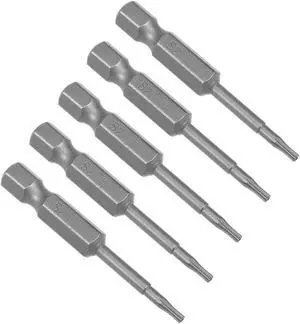 5pcs 50mm 1/4" Hex Shank T7 Magnetic Torx Head Security Screwdriver Bits S2