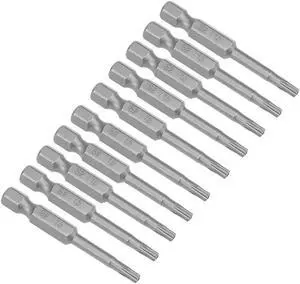 10pcs 50mm 1/4" Hex Shank T15 Magnetic Star Security Head Screwdriver Bits S2