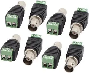 8Pcs Screw Terminal Coaxial Cat5 to BNC Female Jack Video Balun Connector Black