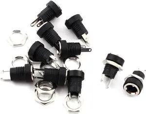 10pcs Vertical Panel Mount 2.1x5.5mm 2Pins DC Power Jacks Connectors Socket