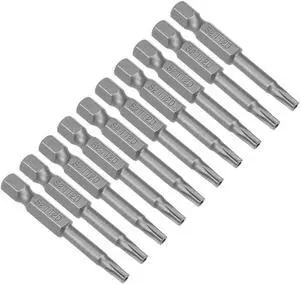 10pcs 50mm 1/4'' Hex Shank T20 Magnetic Torx Head Security Driver Bits S2