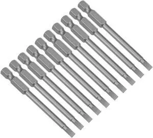 10pcs 75mm 1/4" Hex Shank SL4 Magnetic Slotted Head Screwdriver Bits S2