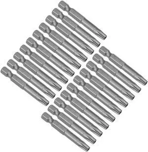 5Pcs 1/4" Hex Shank 50mm Length Magnetic Torx Security Head T27 Screwdriver Bits S2 Alloy Steel