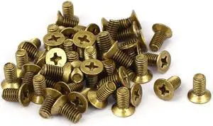 Unique Bargains M4 x 0.7mm Pitch GB819 Brass Metric Phillips Flat Head Countersunk Screws 50 Pcs